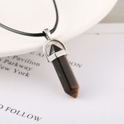 Natural Stone Bullet Hexagon Pillar Necklace