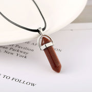 Natural Stone Bullet Hexagon Pillar Necklace