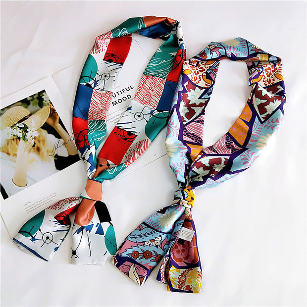 Women's Silk Scarf Long Spring And Autumn Double-sided Dual-use