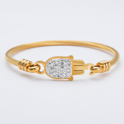 Golden stainless steel rhinestone bracelet