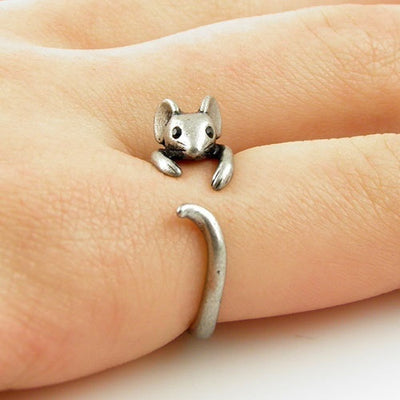 Alloy Mouse Open Adjustable Animal Ring