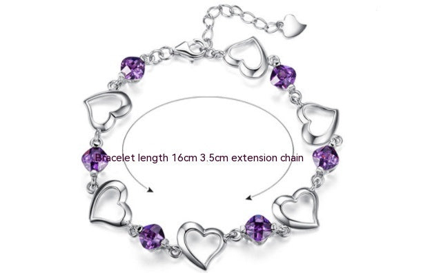 Retro Fashion Crystal Heart Bracelet