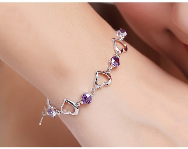 Retro Fashion Crystal Heart Bracelet