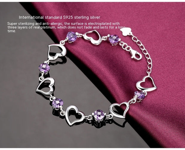 Retro Fashion Crystal Heart Bracelet