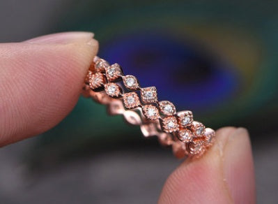 Fashion Lady Rings Copper Plated Rose Gold Zircon Ring Party Jewelry