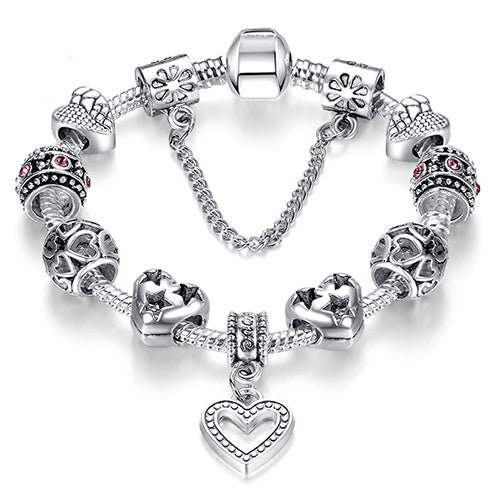 Women Bracelet 925 Unique Silver Crystal Charm Bracelet for Women DIY Beads Bracelets & Bangles Jewelry Gift