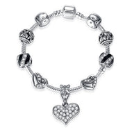 Women Bracelet 925 Unique Silver Crystal Charm Bracelet for Women DIY Beads Bracelets & Bangles Jewelry Gift