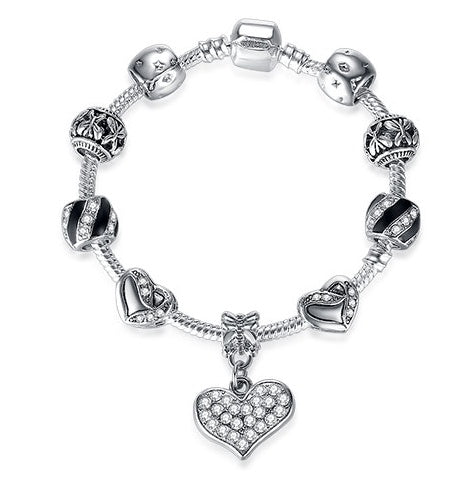 Women Bracelet 925 Unique Silver Crystal Charm Bracelet for Women DIY Beads Bracelets & Bangles Jewelry Gift