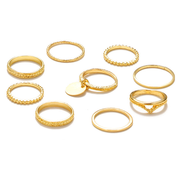 Creative Geometric Gold Plated Statement Knuckle Rings Set