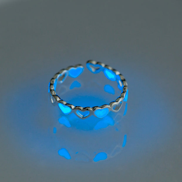 Luminous Heart Ring Glow-in-the-dark Adjustable Love Rings