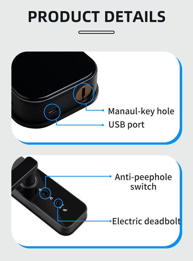 Cat Eye Camera Smart Fingerprint Password Timber Door Lock