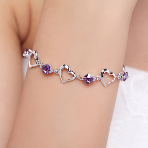 Retro Fashion Crystal Heart Bracelet