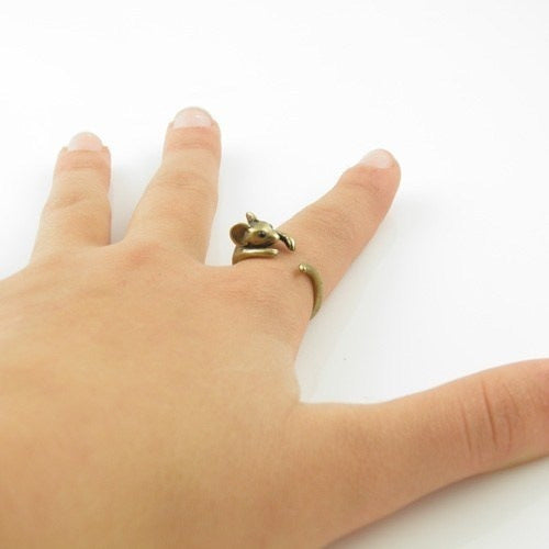 Alloy Mouse Open Adjustable Animal Ring