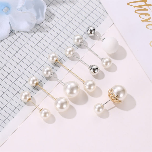 Double-headed Pearl Pin Pin Simple Anti-glare Brooch