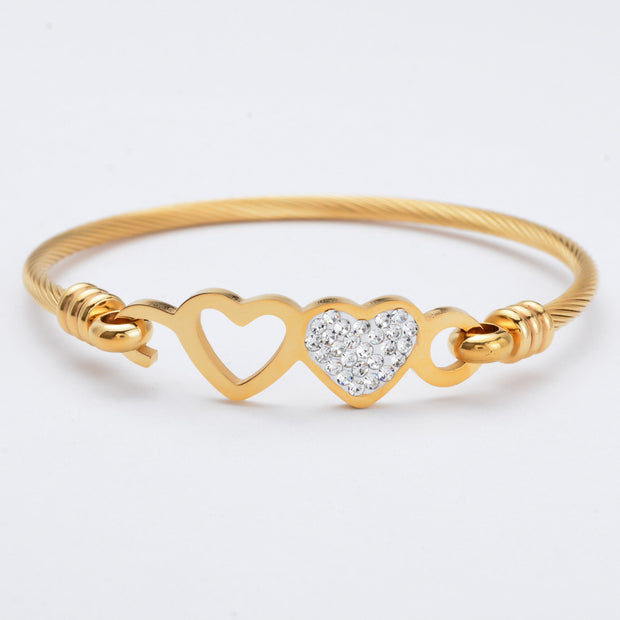 Golden stainless steel rhinestone bracelet