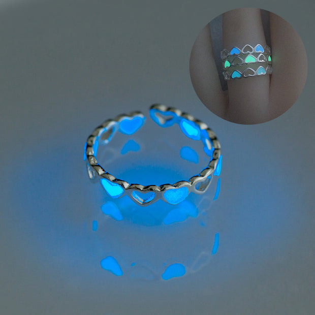 Luminous Heart Ring Glow-in-the-dark Adjustable Love Rings