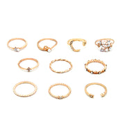 Creative Geometric Gold Plated Statement Knuckle Rings Set