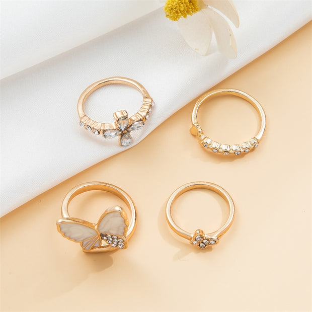 Creative Geometric Gold Plated Statement Knuckle Rings Set