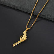 New Fashion Titanium Steel Revolver Pendant Personality Denim Necklace